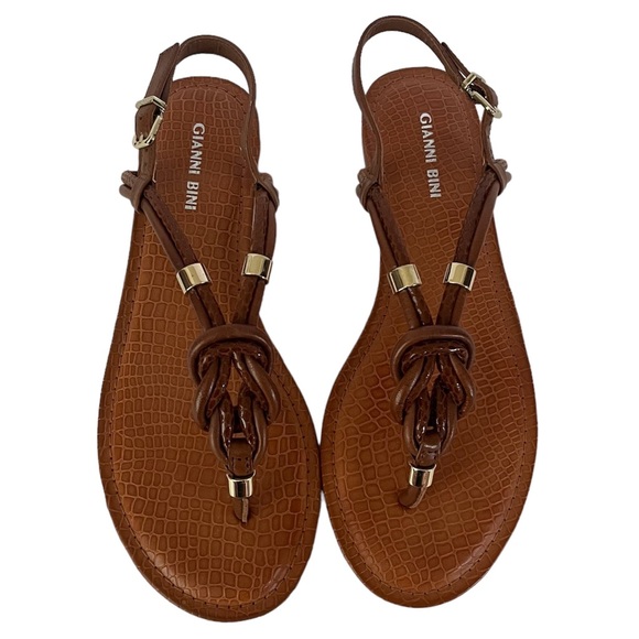 Gianni Bini Shoes Gianni Bini Tan Leather Archerr Knotted Sandals